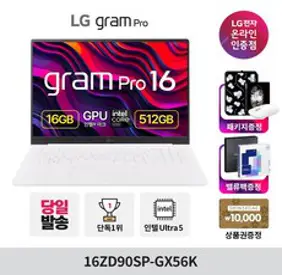 LG전자 2024 그램 40.6 코어 i5 인텔 13세대, 스노우 화이트, 256GB, 16GB, WIN11 Home, 16Z90R-GA5VK