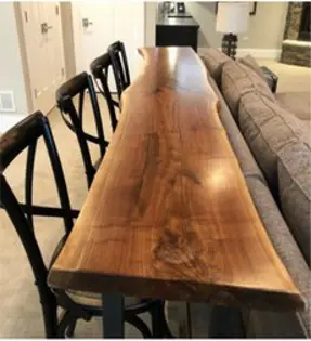 인테리어 원목 바테이블 통나무 모양 폭좁은 긴 식탁, 180x45x105 보드 두께 5cm